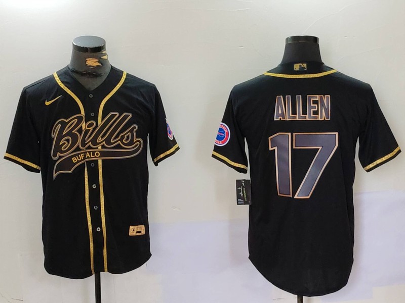 Men Buffalo Bills 17 Allen Black Joint Name 2024 Nike Limited NFL Jersey style 9106
